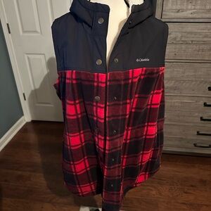 Columbia Red and Black Checkered Vest